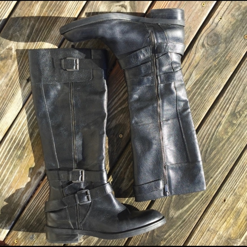 Enzo Angiolini Tall Leather Black Easaylem Boots